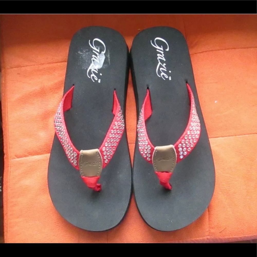 Grazie Red Bling Flip Flops Sandals